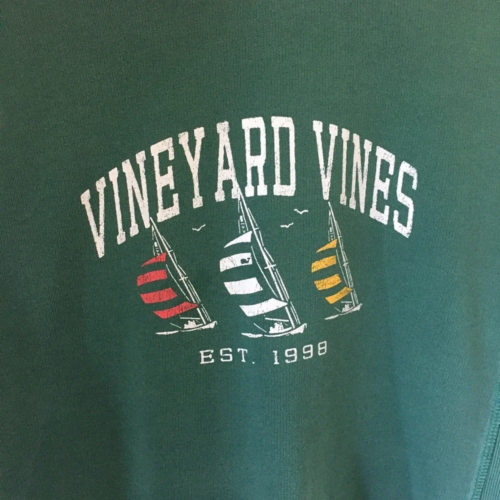 Vineyard Vines Sweatshirt Spruce Spellout Logo Cotton Pullover Kids L Read